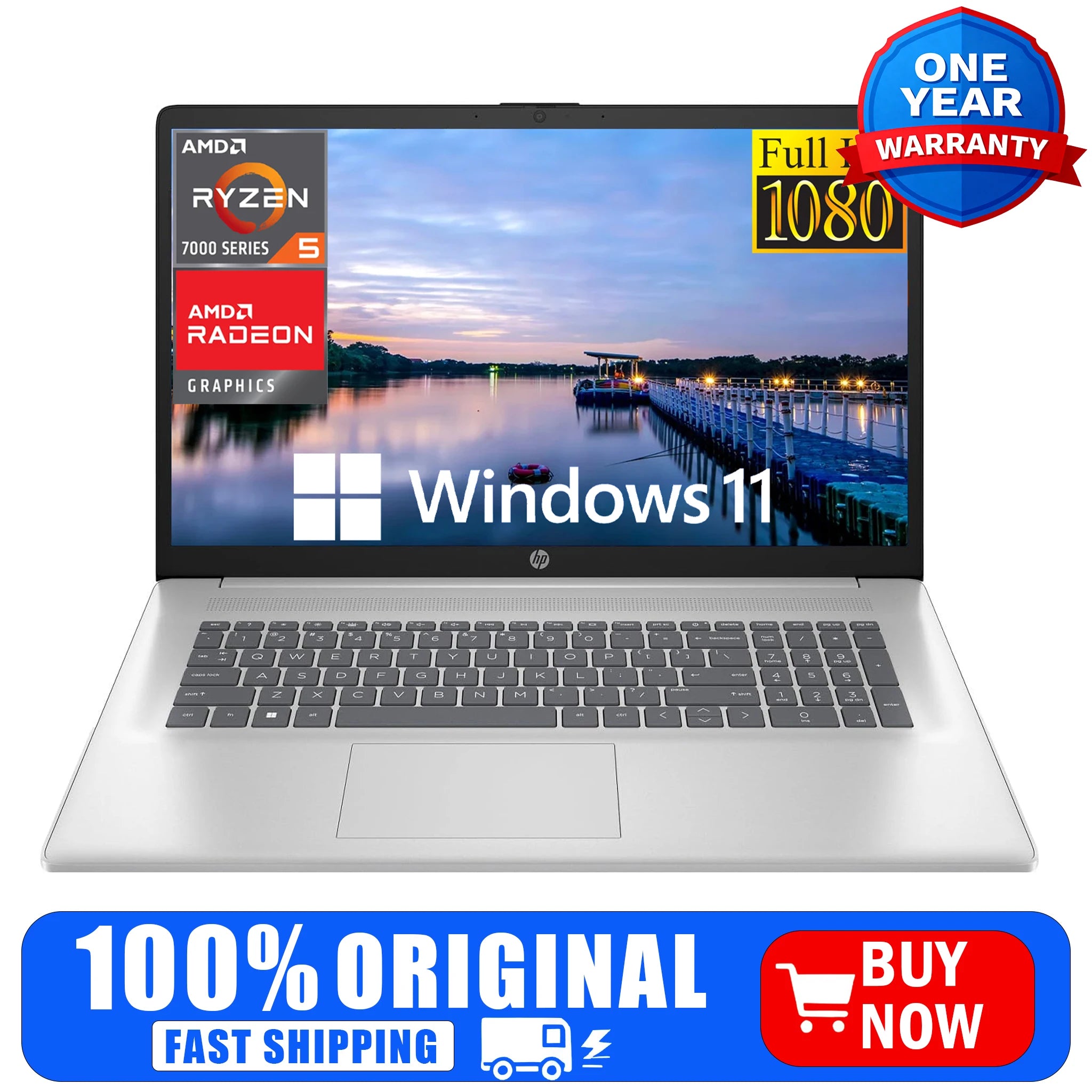 Hp Notebook 17.3" Fhd Business Laptop, Amd Ryzen 5 7430U, 32Gb Ram, 2Tb Ssd, Amd Radeon Graphics, Wi-Fi 6, Windows 11 Home