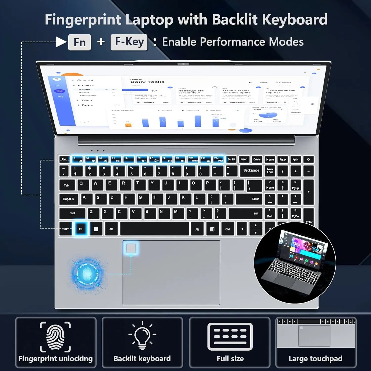 Portable 15.6 Inch Laptop Windows 11 Intel core i9-10980HK/9900U 16GB RAM 1TB SSD Office Laptops Fingerprint Unlock Notebook PC