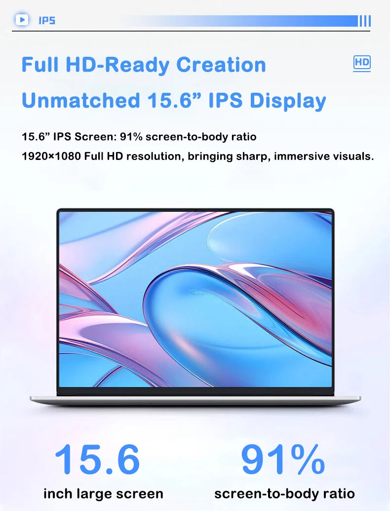 New 15.6" Laptop Intel Core i7-8650U 32GB 2TB Gaming PC Ultra Slim Office Study Computer PC Windows 11 Pro  1920*1080 HD