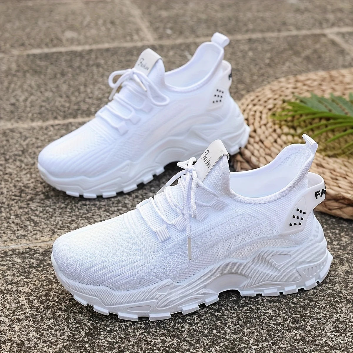 Breathable Knit Sneakers Fashion Comfortable Slip Resistant Soft Sole Shoes for Men Outdoor Walking