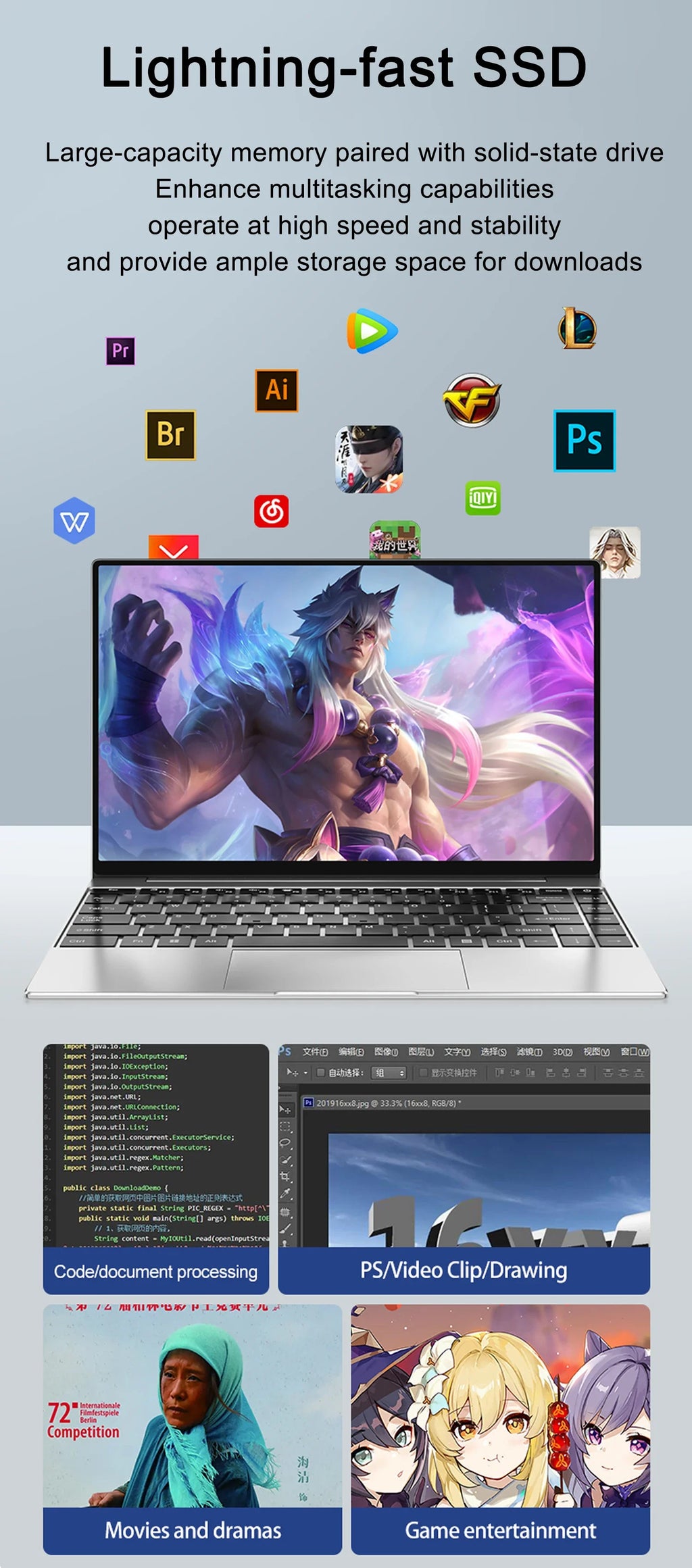 14.1 Inch Business Ultra Portable Laptop 2026 Win11 DDR4 16GB/32GB RAM 2TB SSD Slim Office Notebook PC I9-9900 Intel 6500Y
