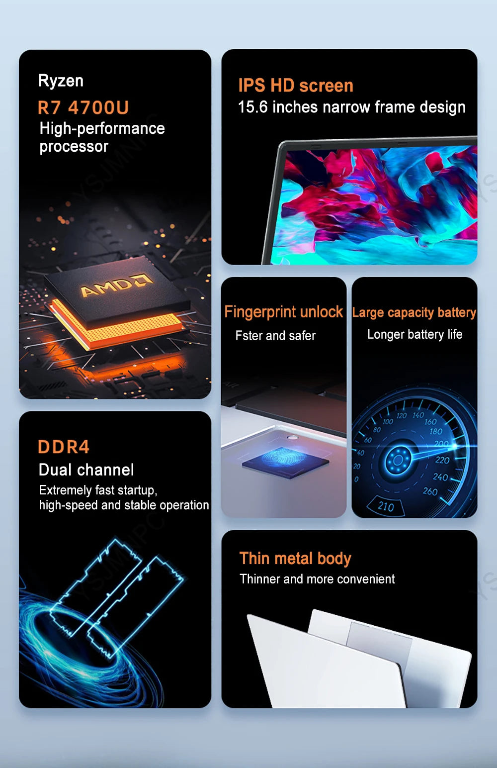 2025new 15.6-inch Metal Laptop Backlit AMD R7-4700 Lightweight Portable Business Office Design Computer 20GB Ram 256G 1TB SSD