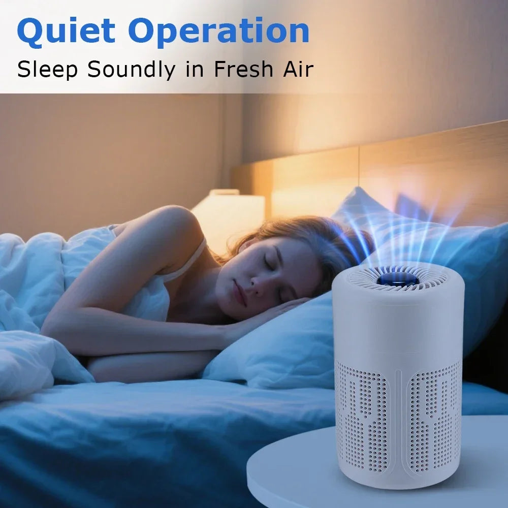 Air Purifier Smoke Odor Negative Ion Generator USB Portable Air Cleaner for Household HEPA Filter Efficient Purifying Air