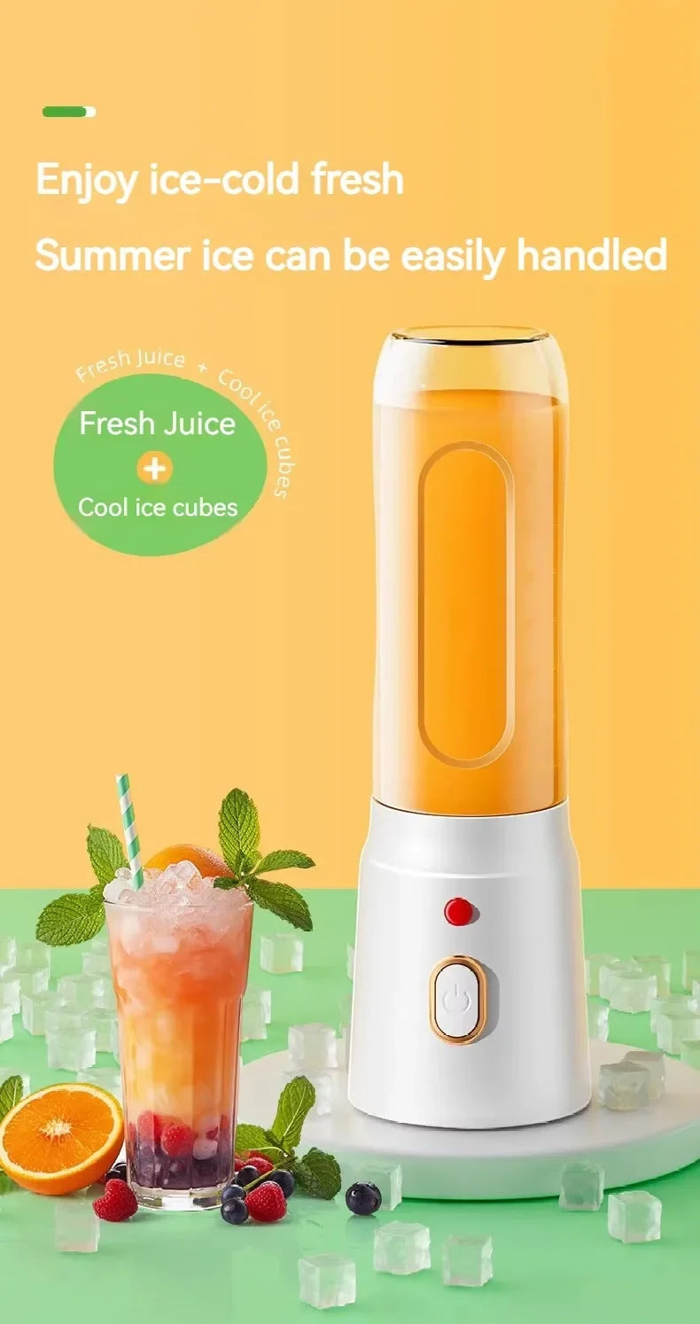 Portable Cordless Blender Juicer 450ml Electric Fruit Juicer USB Rechargeable Lemon Orange Juice Cup Smoothie Blender