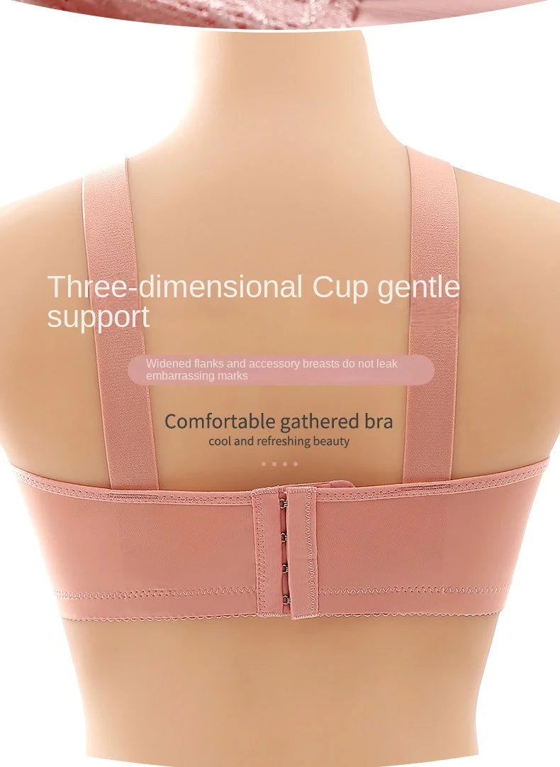 New Non-magnetic Thin Cup Glossy Fat Mm Bra Large Size No Underwire Comfortable Breathable Gathered Women's Underwear