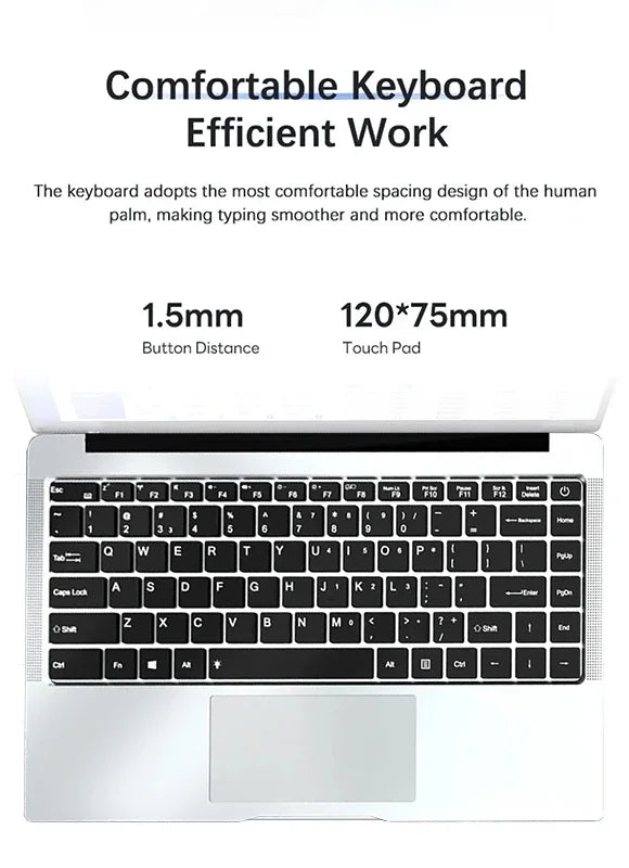 2026 14.1" Laptop Computer Intel Atom A3950 Windows 11 Pro Laptops Gaming 1920*1080 HD DDR4 16GB SSD 1TB Portable Notebook PC