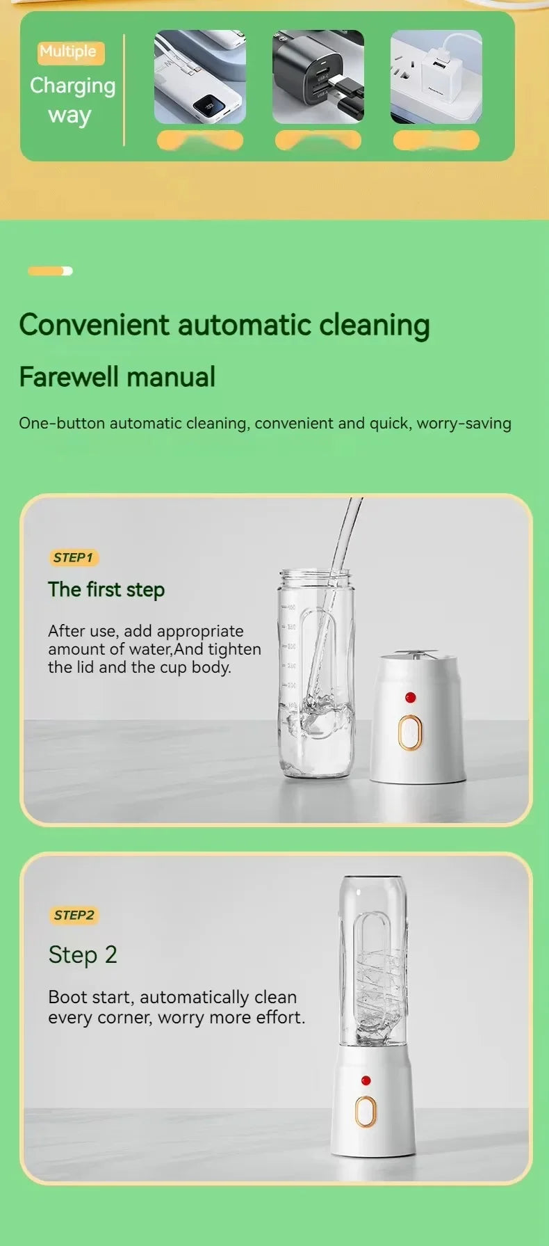 Portable Cordless Blender Juicer 450ml Electric Fruit Juicer USB Rechargeable Lemon Orange Juice Cup Smoothie Blender