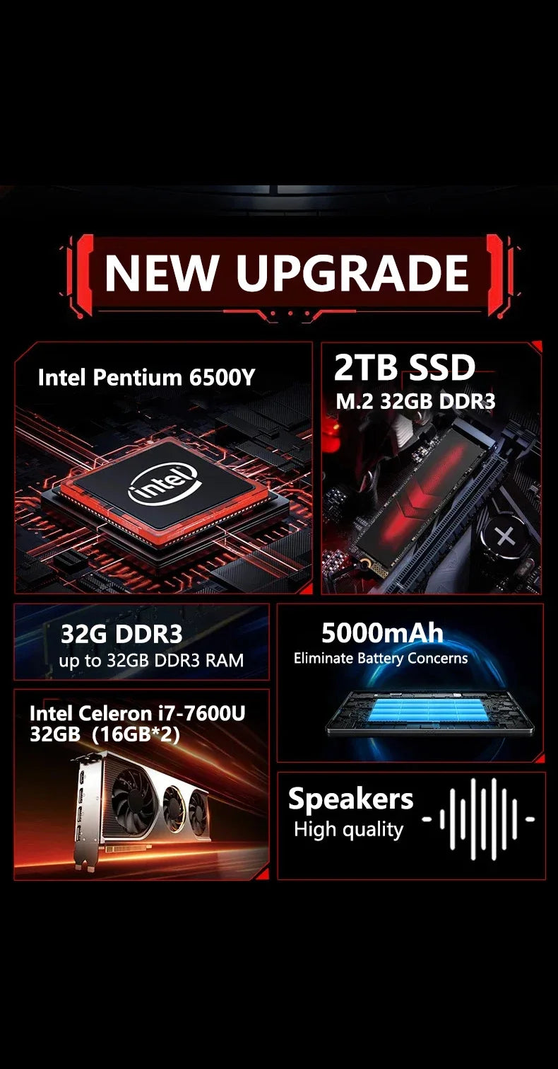 Sleek New 15.6 Inch Laptop 32GB DDR3 512GB 1TB 2TB SSD Windows11 Notebook PC Intel 6500Y Office Gamer Backlit Computer