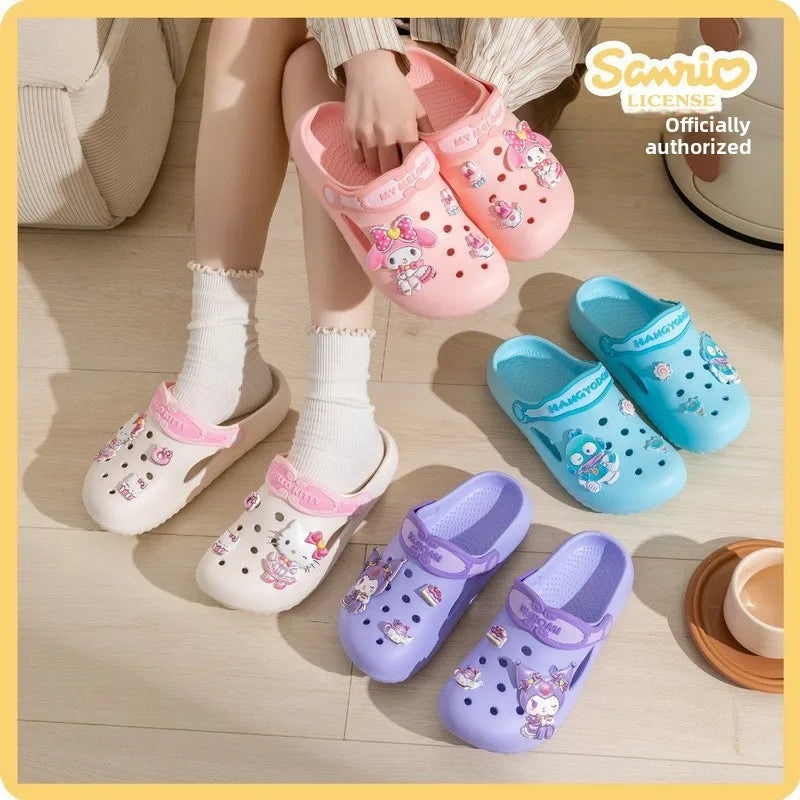 2026 Children's Cave Shoes Cartoon Kuromi Parent-child Summer Beach Slippers Anti Slip Wear-resistant Breathable And Comfortable