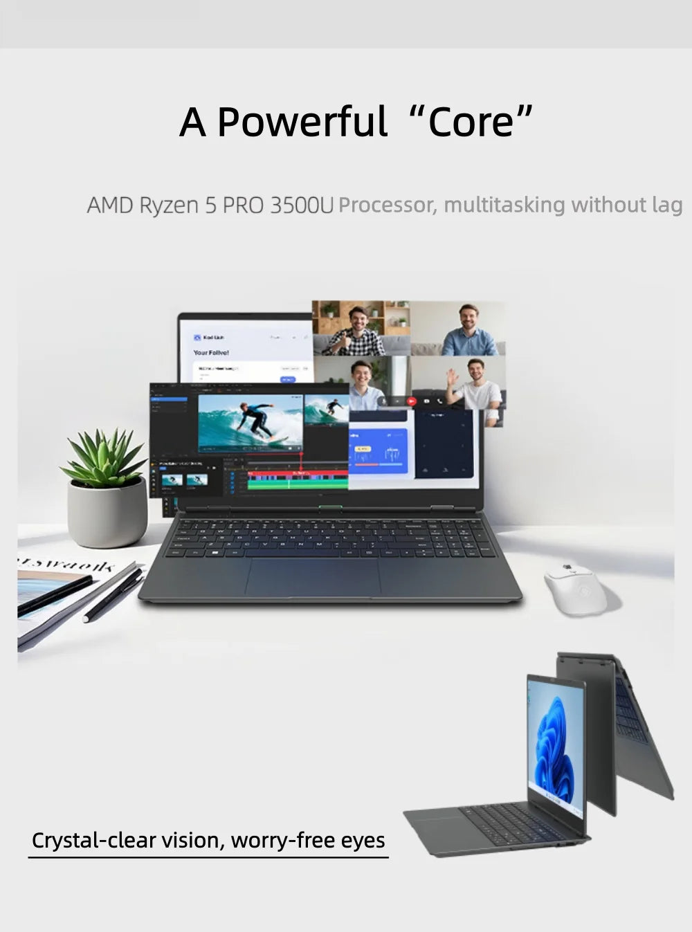 15.6Inch Ultra-Thin 32GB Ram 128G-1TB SSD Amd Ryzen 5 3500U 2.1Ghz Integrated graphics Windows 11Pro Version Fast Charge Laptop