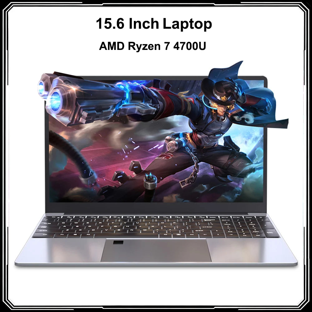 JX-S9 Thin and light Laptop AMD Ryzen 7 4700U 15.6 '' Notebook Backlit 1920*1080 5000mAh Windows 11 Fingerprint Gaming Laptop