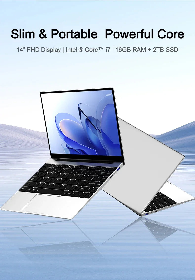 2026 Solid 14.1" Ultra Slim Laptop Intel Core I7-8650U 32GB RAM 2TB M.2 SSD Windows 11 Pro Home Study Computer
