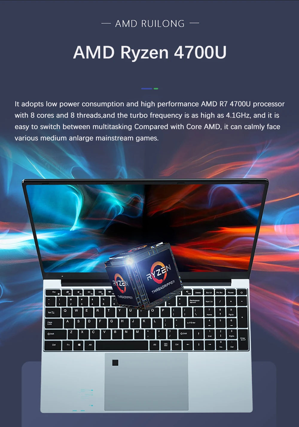 JX-S9 Thin and light Laptop AMD Ryzen 7 4700U 15.6 '' Notebook Backlit 1920*1080 5000mAh Windows 11 Fingerprint Gaming Laptop
