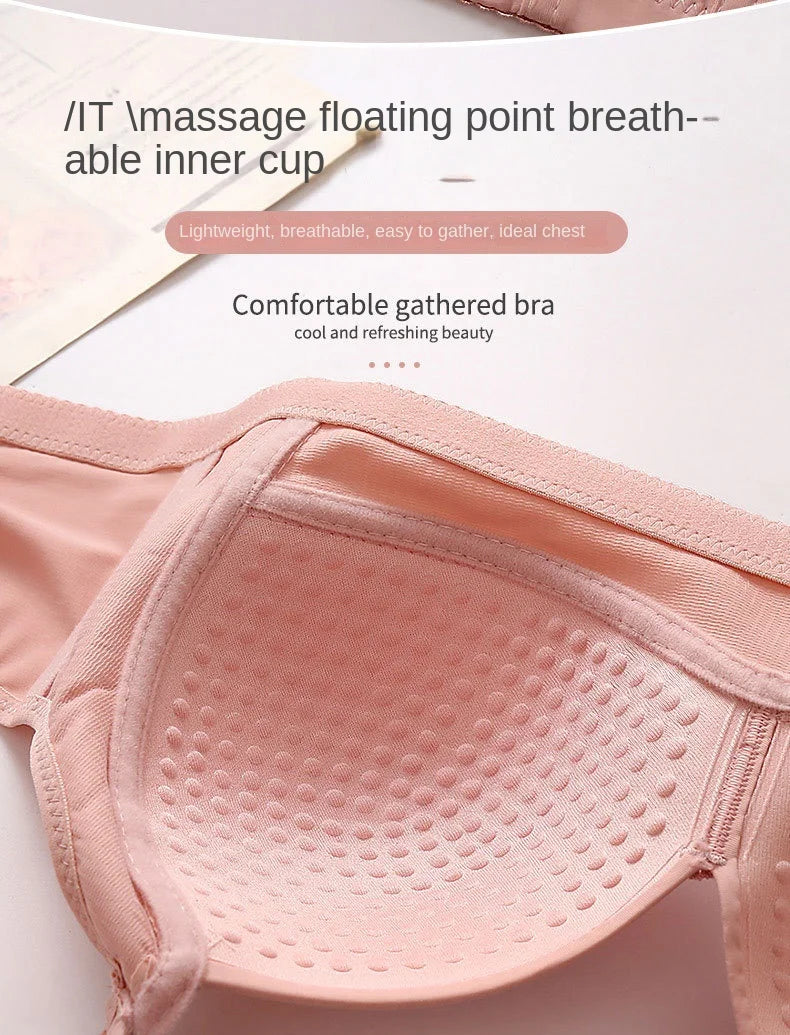 New Non-magnetic Thin Cup Glossy Fat Mm Bra Large Size No Underwire Comfortable Breathable Gathered Women's Underwear