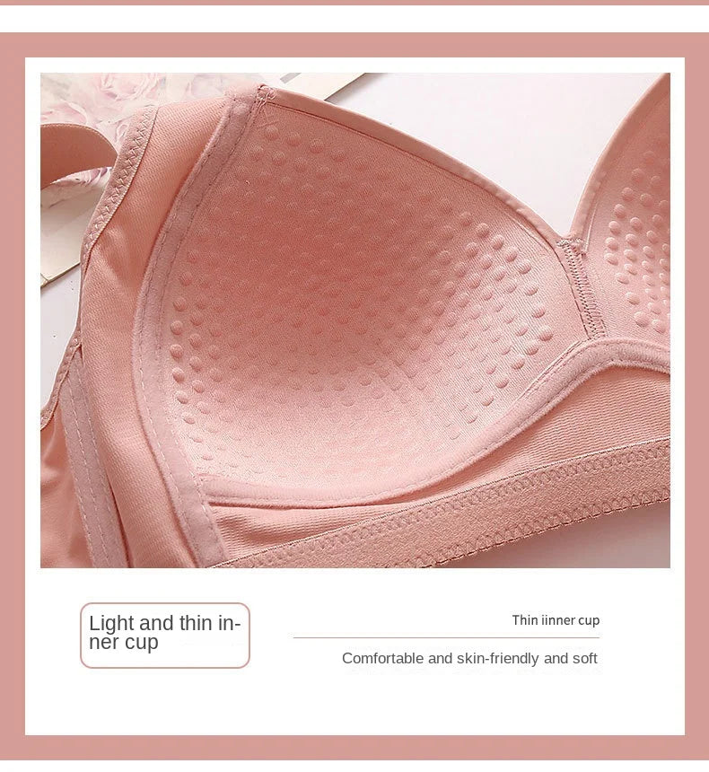 New Non-magnetic Thin Cup Glossy Fat Mm Bra Large Size No Underwire Comfortable Breathable Gathered Women's Underwear
