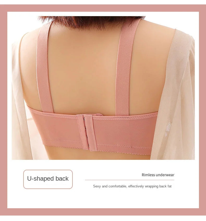 New Non-magnetic Thin Cup Glossy Fat Mm Bra Large Size No Underwire Comfortable Breathable Gathered Women's Underwear