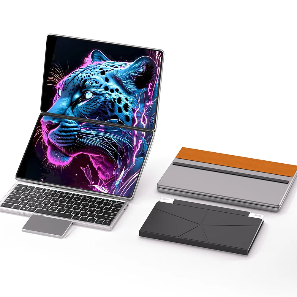 Dual Screen Notebook Intel N100 32GB DDR4 2TB SSD 10.9*2 Inch Touch Screen 2 in 1 Laptop Tablet Portable Business Computer WIFI6