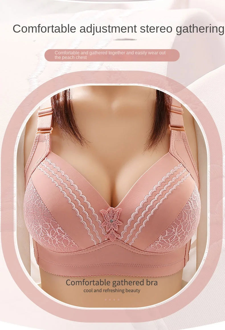 New Non-magnetic Thin Cup Glossy Fat Mm Bra Large Size No Underwire Comfortable Breathable Gathered Women's Underwear