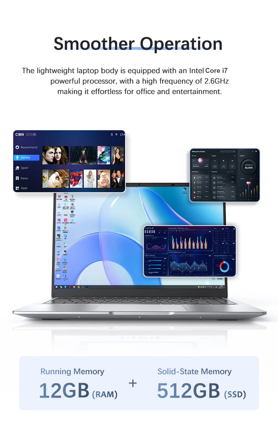 14.1"Laptop Computer Intel Core i7 9850H Atom 3950 Ultra slim Notebook PC 12GB RAM 1TB 2TB SSD Office Study 1920*1080 Windows 11
