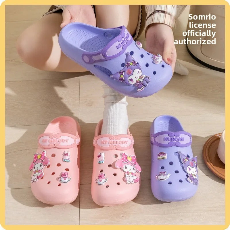 2026 Children's Cave Shoes Cartoon Kuromi Parent-child Summer Beach Slippers Anti Slip Wear-resistant Breathable And Comfortable