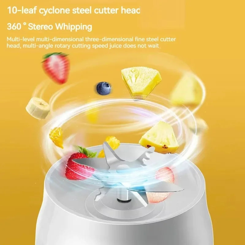 Portable Cordless Blender Juicer 450ml Electric Fruit Juicer USB Rechargeable Lemon Orange Juice Cup Smoothie Blender