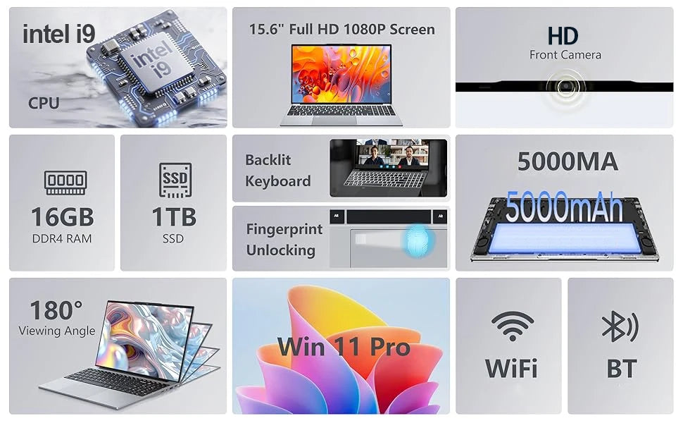 15.6 inch Gaming laptop Intel Core i9 10980HK Windows 11 16GB DDR4 1TB 2TB SSD Office Study Business laptops Pc Gamer Computer