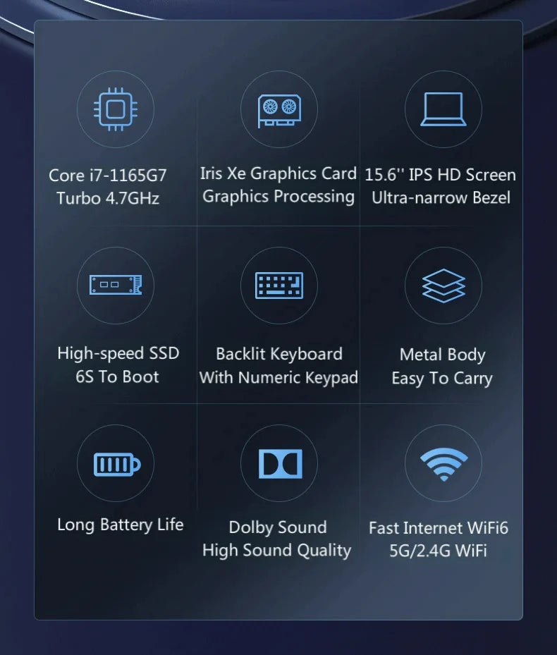 New 15.6" Gaming Laptop 11th Gen Intel i7 NVIDIA MX450 2G 16GB RAM 512GB SSD Fingerprint Unlock 1.8kg Ultra Slim Office Notebook