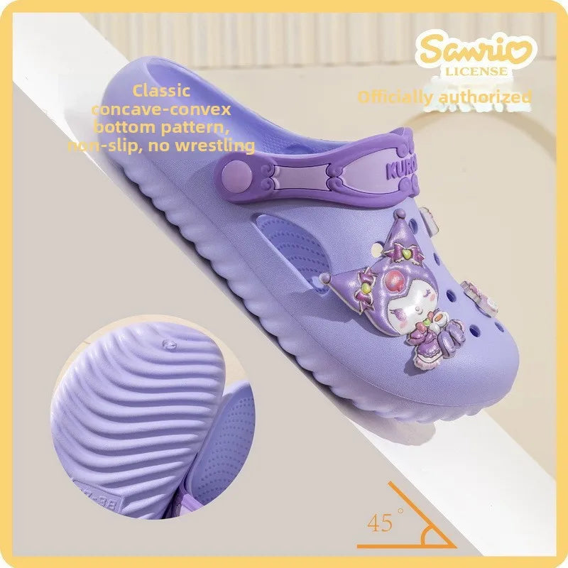 2026 Children's Cave Shoes Cartoon Kuromi Parent-child Summer Beach Slippers Anti Slip Wear-resistant Breathable And Comfortable