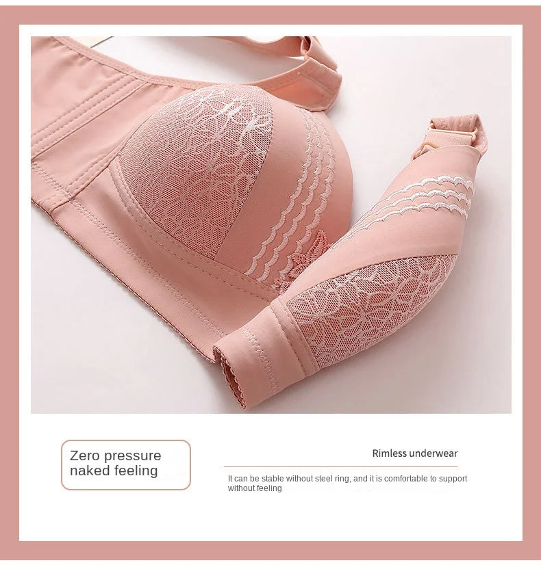 New Non-magnetic Thin Cup Glossy Fat Mm Bra Large Size No Underwire Comfortable Breathable Gathered Women's Underwear