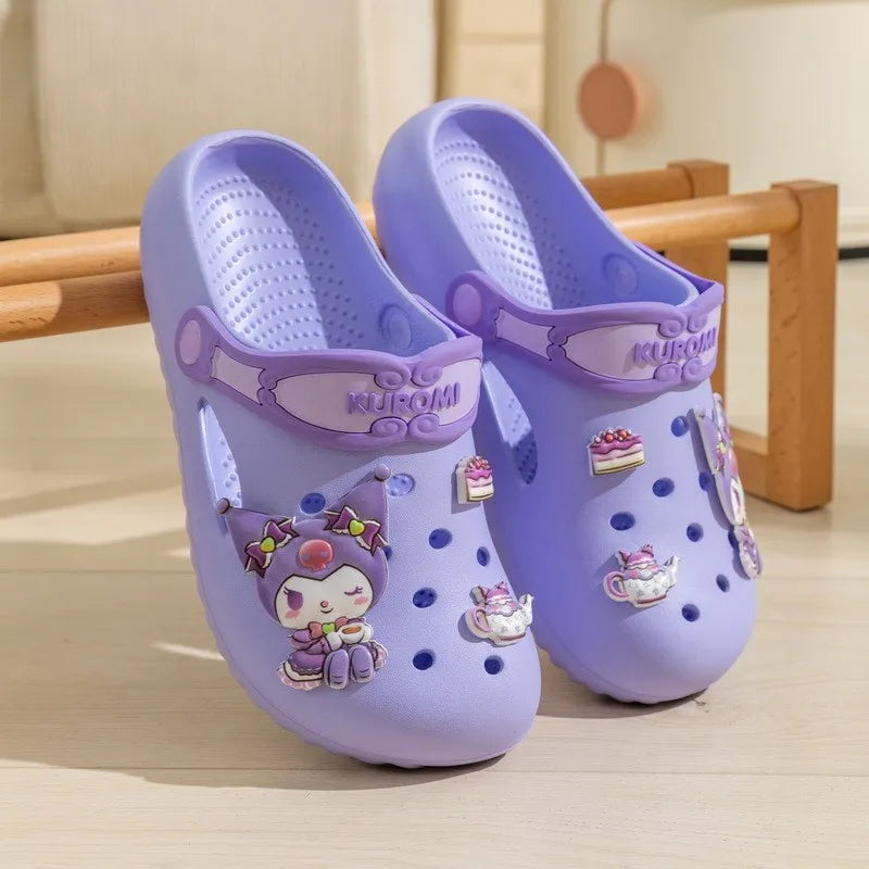 2026 Children's Cave Shoes Cartoon Kuromi Parent-child Summer Beach Slippers Anti Slip Wear-resistant Breathable And Comfortable