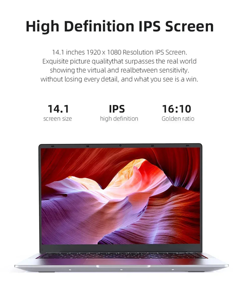 2026 New 14.1" FHD Ultra Thin Laptop Intel N95 Windows 11 DDR4 16GB/32GB RAM 2TB SSD Portable Business Office Notebook PC