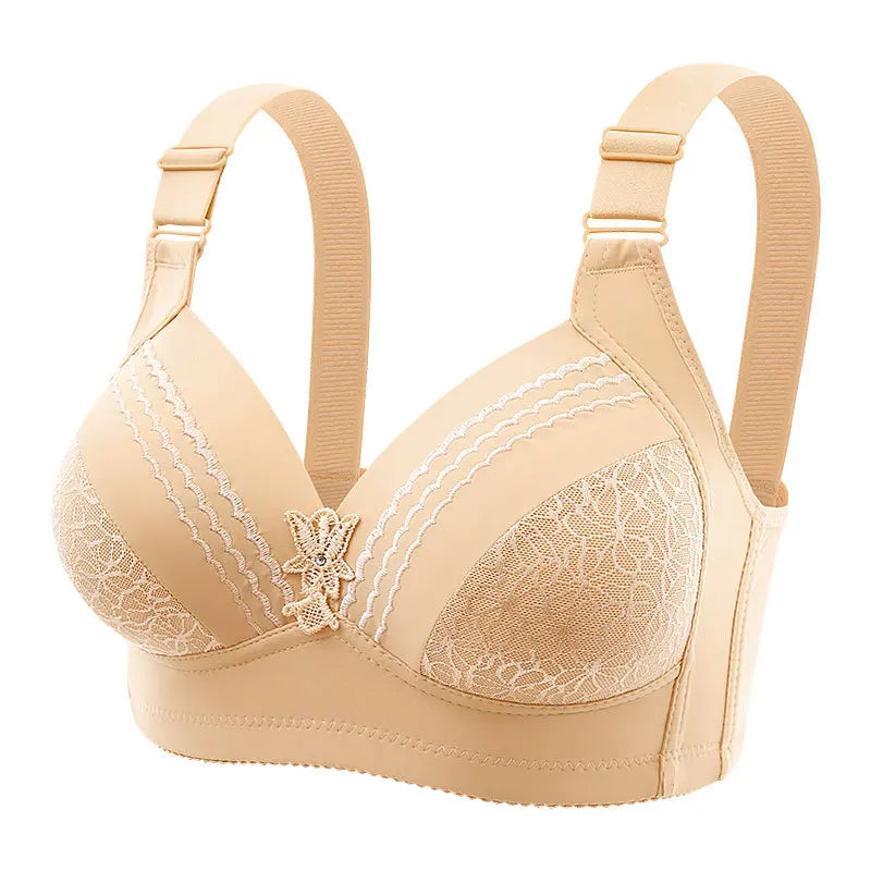 New Non-magnetic Thin Cup Glossy Fat Mm Bra Large Size No Underwire Comfortable Breathable Gathered Women's Underwear