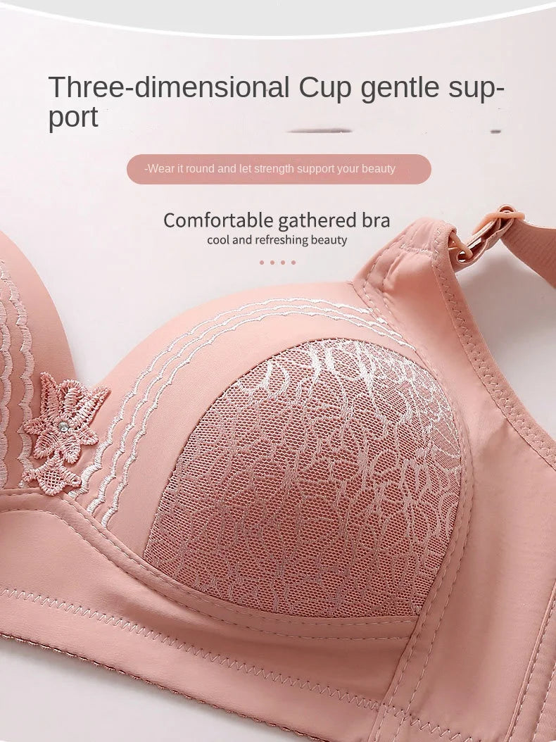 New Non-magnetic Thin Cup Glossy Fat Mm Bra Large Size No Underwire Comfortable Breathable Gathered Women's Underwear