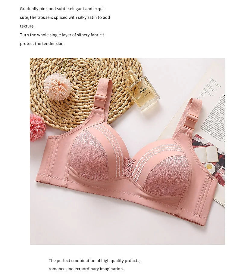 New Non-magnetic Thin Cup Glossy Fat Mm Bra Large Size No Underwire Comfortable Breathable Gathered Women's Underwear