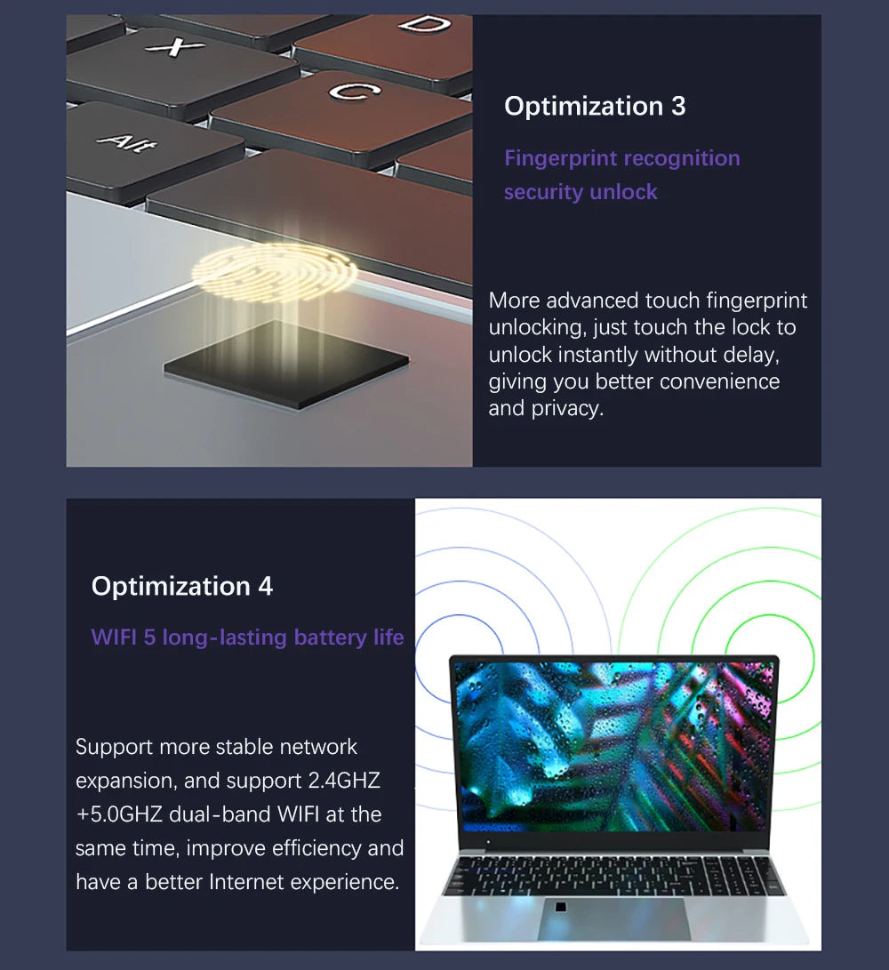 JX-S9 Thin and light Laptop AMD Ryzen 7 4700U 15.6 '' Notebook Backlit 1920*1080 5000mAh Windows 11 Fingerprint Gaming Laptop