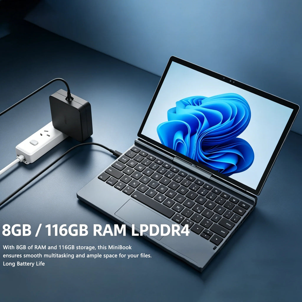 12Inch 2in1 Touch Laptop Win11 Ultra Slim Portable N100 16GB 512GB SSD Fast Charge WiFi BT Student Business Office Mini Notebook