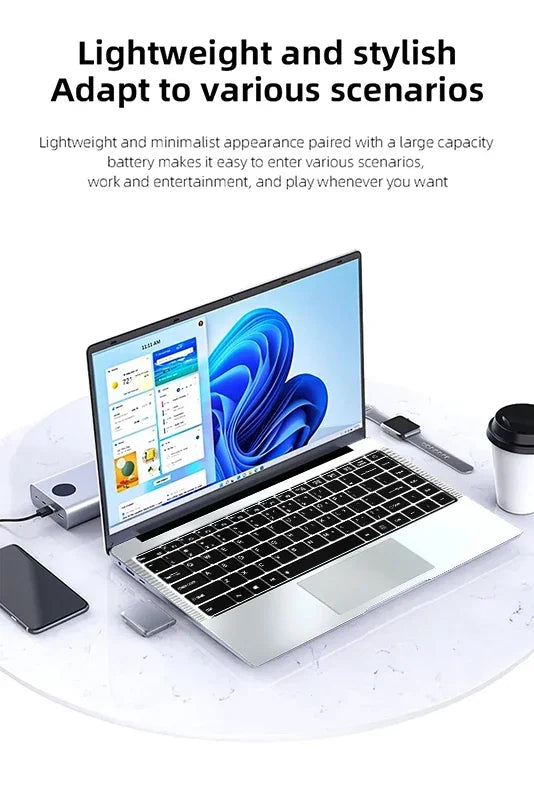 2026 14.1" Laptop Computer Intel Atom A3950 Windows 11 Pro Laptops Gaming 1920*1080 HD DDR4 16GB SSD 1TB Portable Notebook PC