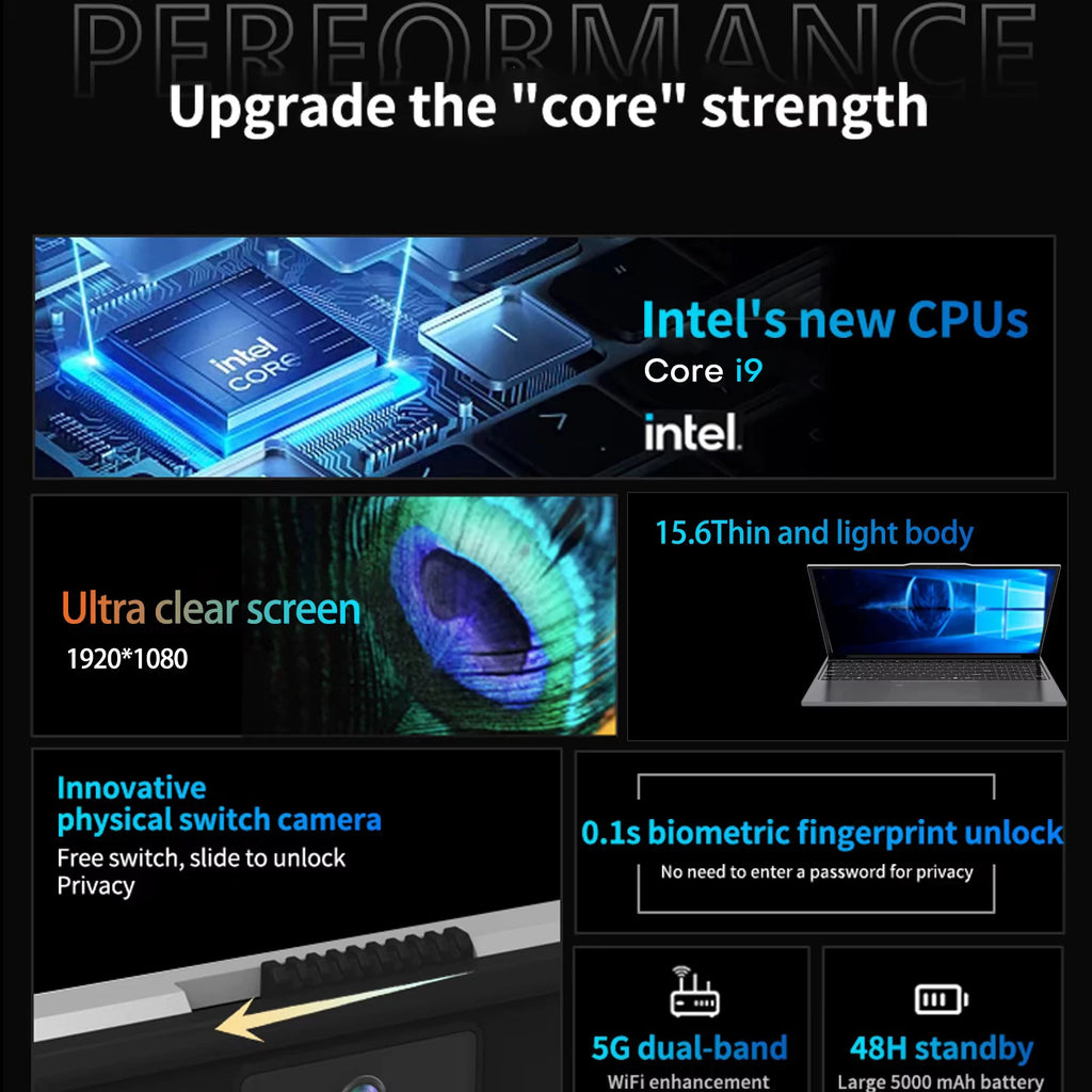 New Intel i9-10980HK/9900U Laptop Computer PC  Windows 11 Backlit Keyboad Notebook 16GB RAM 1TB SSD 15.6" Office Study Computers