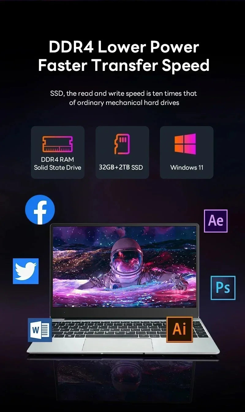 LENO 2026 Portátil Gaming 15.6" Intel Core i9-9900 32GB 2TB SSD Windows 11 Ultra Delgado Oficina Estudio Notebook 1920*1080 FHD
