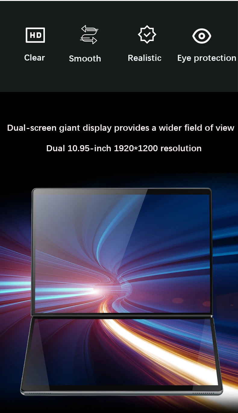 Dual Screen Notebook Intel N100 32GB DDR4 2TB SSD 10.9*2 Inch Touch Screen 2 in 1 Laptop Tablet Portable Business Computer WIFI6