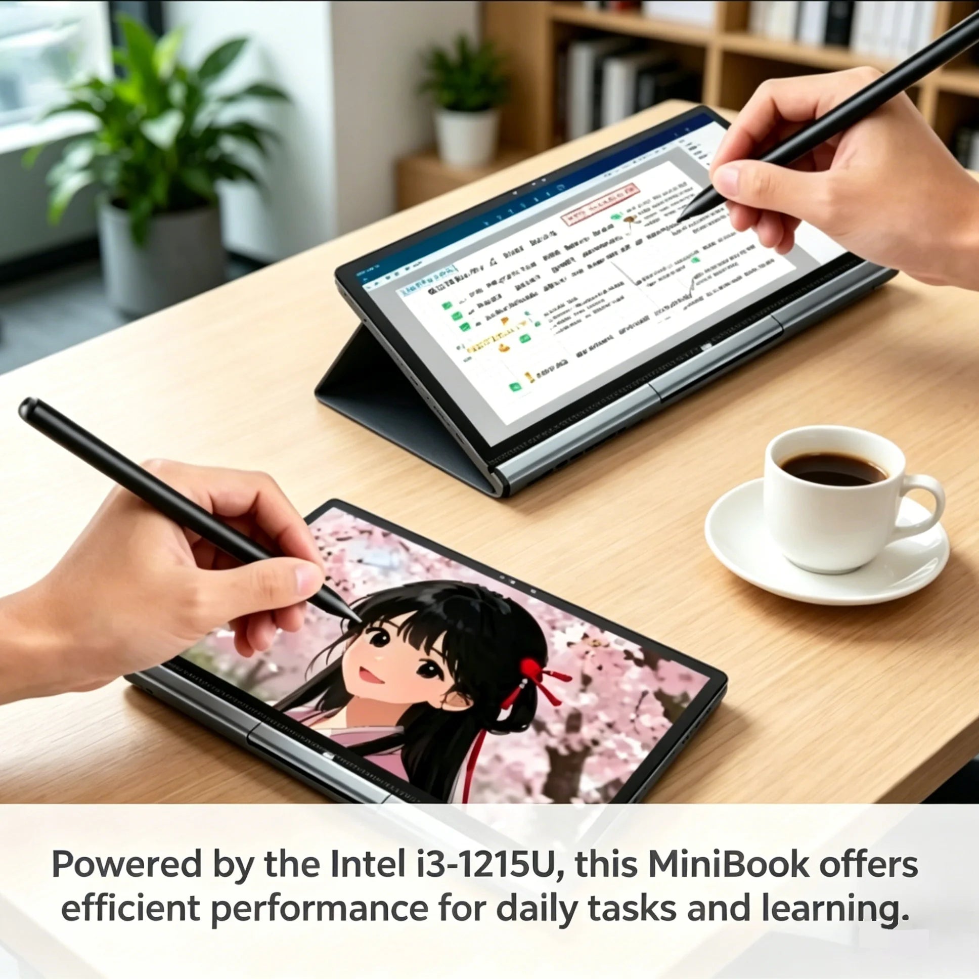 12Inch 2in1 Touch Laptop Win11 Ultra Slim Portable N100 16GB 512GB SSD Fast Charge WiFi BT Student Business Office Mini Notebook
