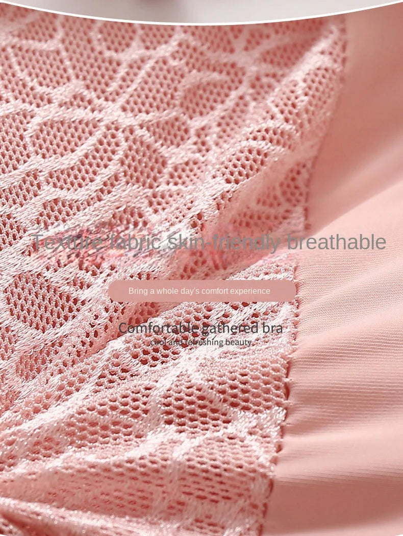 New Non-magnetic Thin Cup Glossy Fat Mm Bra Large Size No Underwire Comfortable Breathable Gathered Women's Underwear