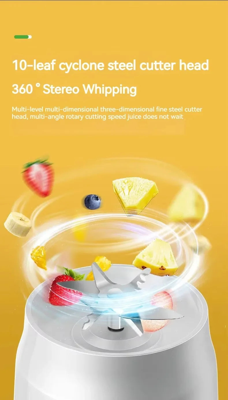 Portable Cordless Blender Juicer 450ml Electric Fruit Juicer USB Rechargeable Lemon Orange Juice Cup Smoothie Blender