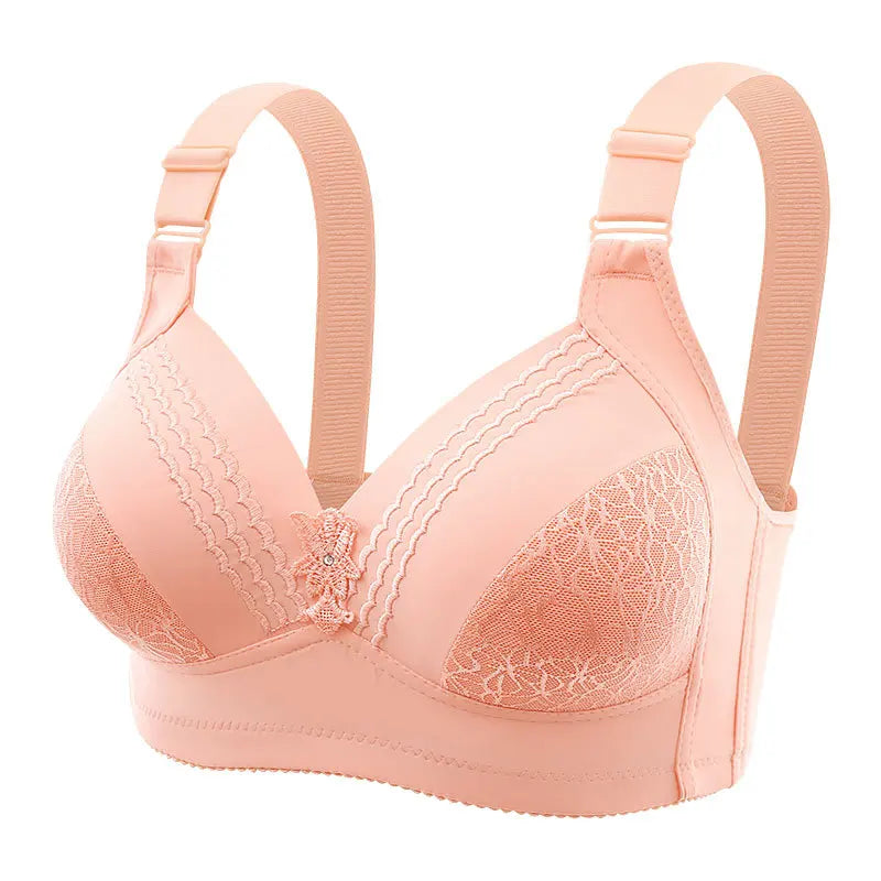 New Non-magnetic Thin Cup Glossy Fat Mm Bra Large Size No Underwire Comfortable Breathable Gathered Women's Underwear