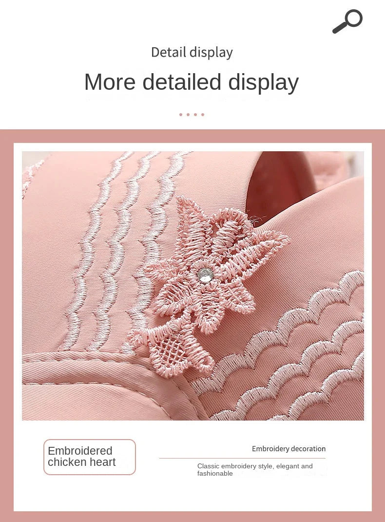 New Non-magnetic Thin Cup Glossy Fat Mm Bra Large Size No Underwire Comfortable Breathable Gathered Women's Underwear