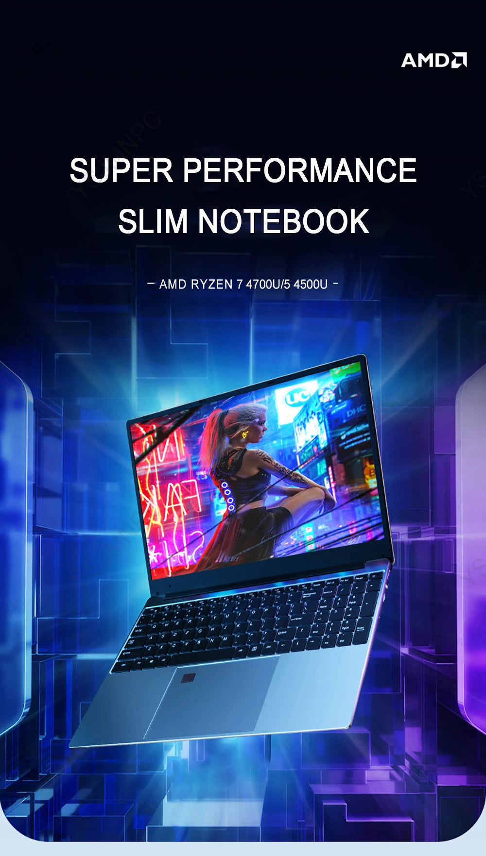 2025new 15.6-inch Metal Laptop Backlit AMD R7-4700 Lightweight Portable Business Office Design Computer 20GB Ram 256G 1TB SSD
