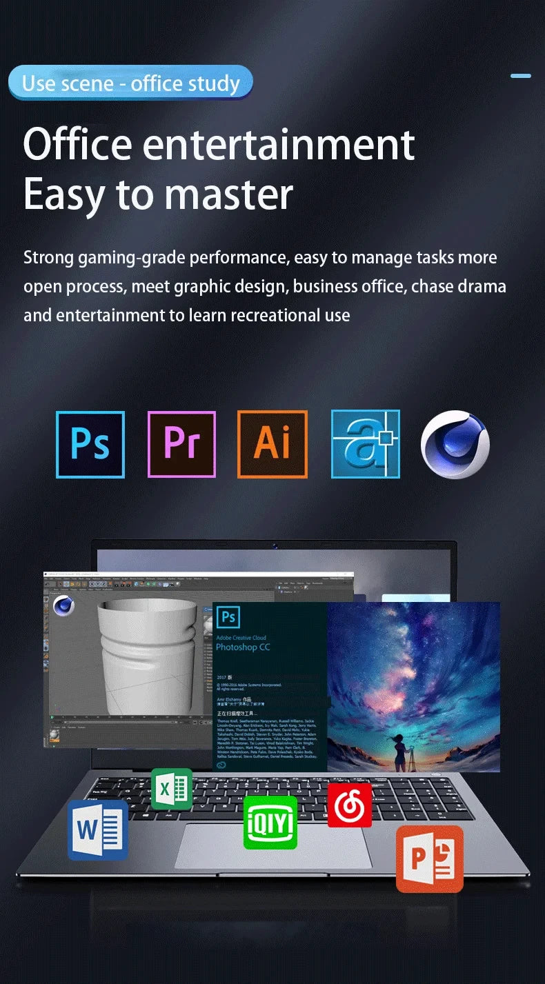 New 15.6" Gaming Laptop 11th Gen Intel i7 NVIDIA MX450 2G 16GB RAM 512GB SSD Fingerprint Unlock 1.8kg Ultra Slim Office Notebook