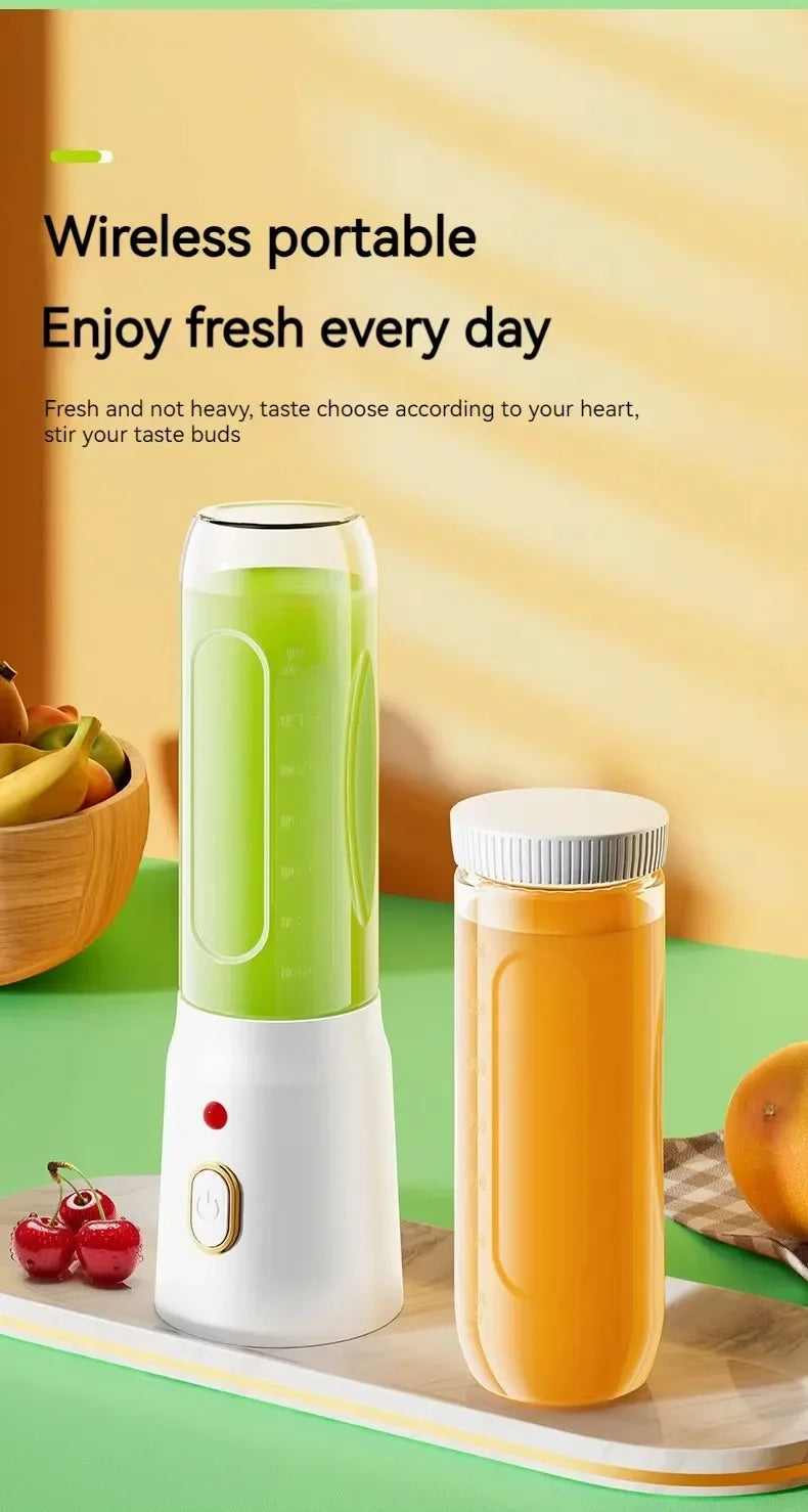 Portable Cordless Blender Juicer 450ml Electric Fruit Juicer USB Rechargeable Lemon Orange Juice Cup Smoothie Blender