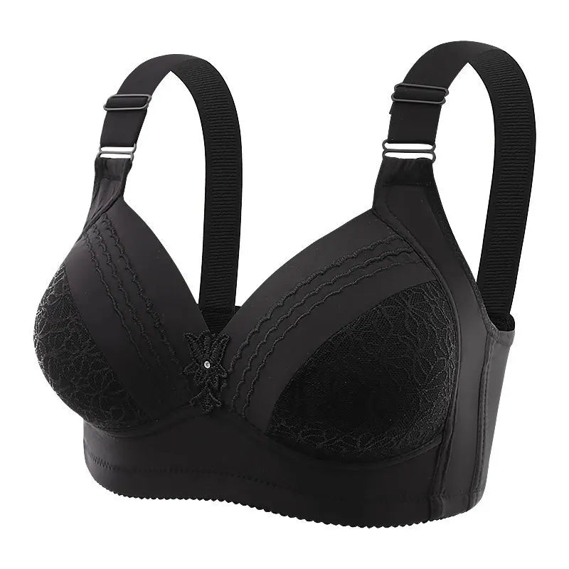New Non-magnetic Thin Cup Glossy Fat Mm Bra Large Size No Underwire Comfortable Breathable Gathered Women's Underwear