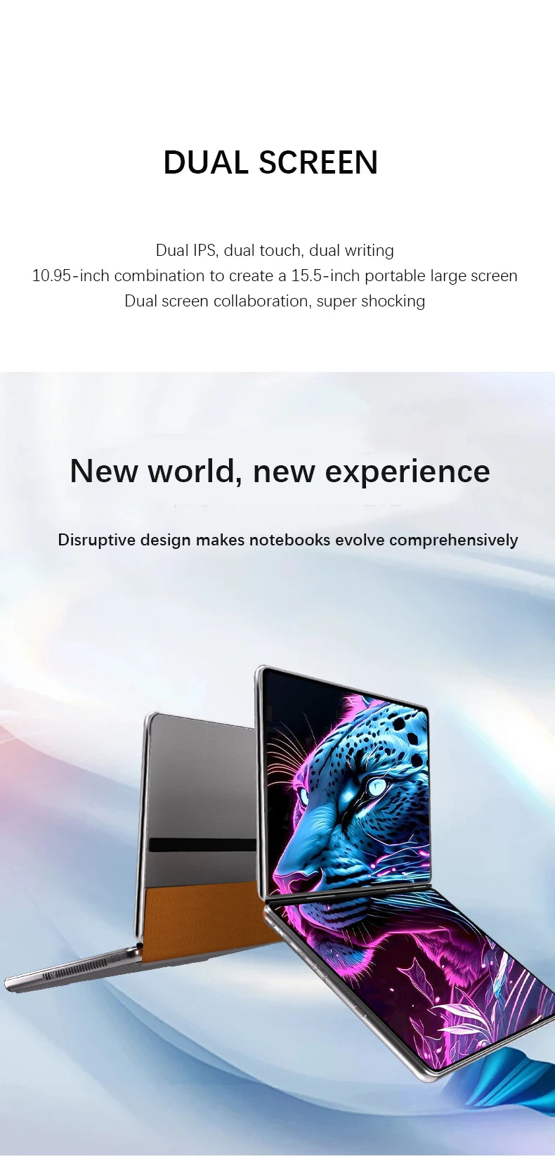 Dual Screen Notebook Intel N100 32GB DDR4 2TB SSD 10.9*2 Inch Touch Screen 2 in 1 Laptop Tablet Portable Business Computer WIFI6